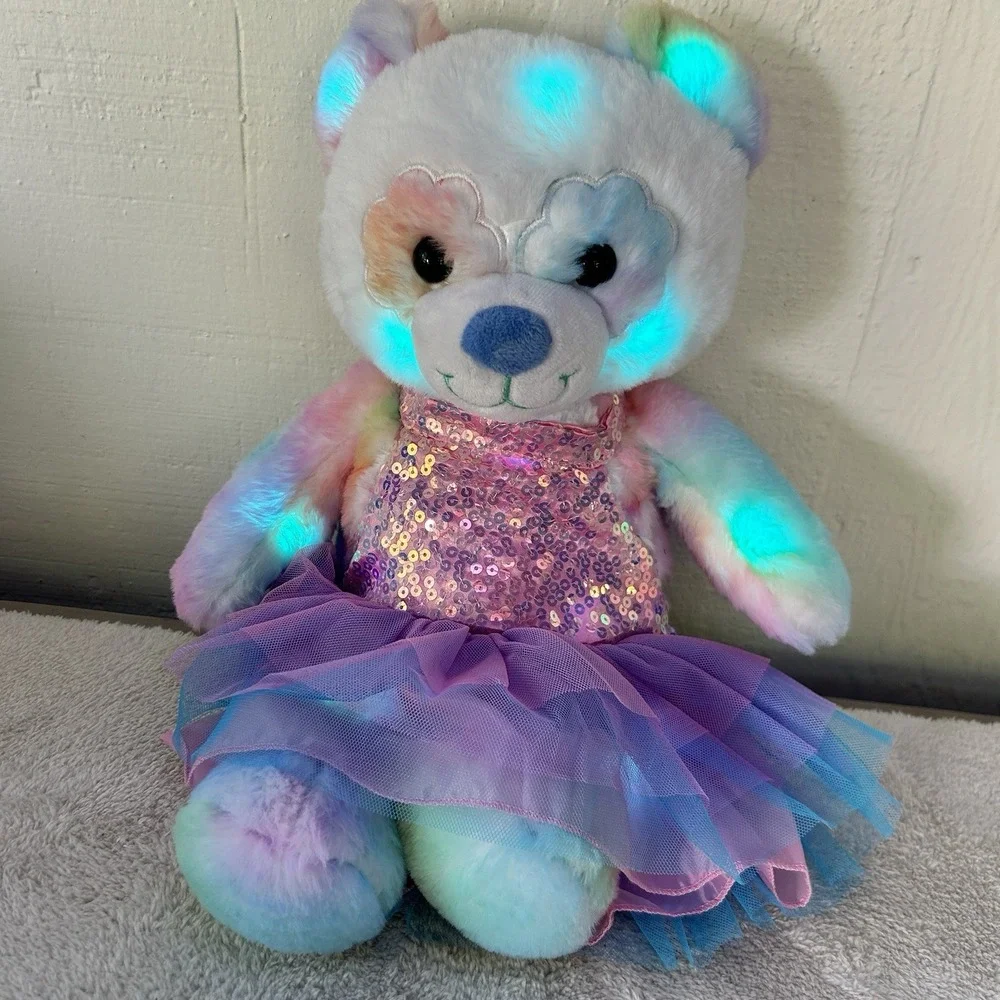 Build-A-Bear Workshop Glow Vibes Teddy Bear Light-Up Plush + Outfit NWOT